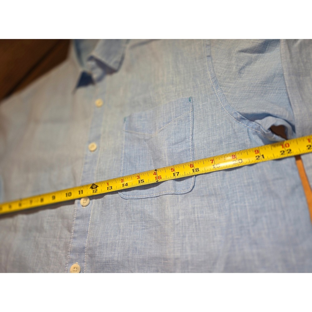 Tommy Bahama Relax Mens Medium Light Blue 100% Linen Long Sleeve Button Up Shirt - Picture 4 of 5